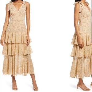 WAYF Hampton tan tiered dress